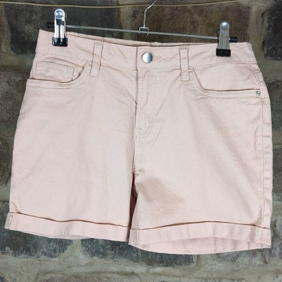 DENIM CO. Shorts Woman's 4 Tan Cuffed Hem Stretch Zip Fly Lightweight‎ Neutral - Picture 1 of 12